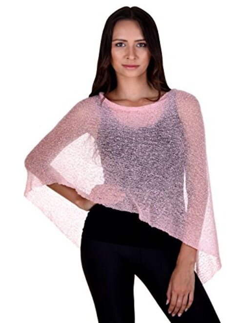 Back From Bali Womens Sheer Poncho Shrug Bolero, Lightweight Summer Shrug Pullover Sweater