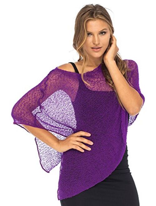 Back From Bali Womens Sheer Poncho Shrug Bolero, Lightweight Summer Shrug Pullover Sweater