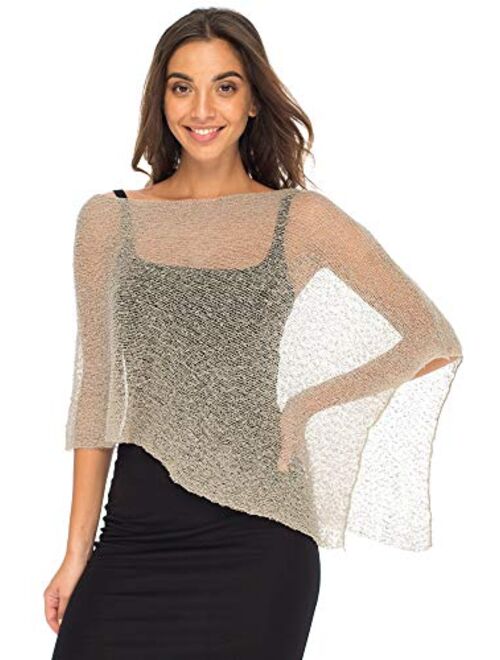 Back From Bali Womens Sheer Poncho Shrug Bolero, Lightweight Summer Shrug Pullover Sweater