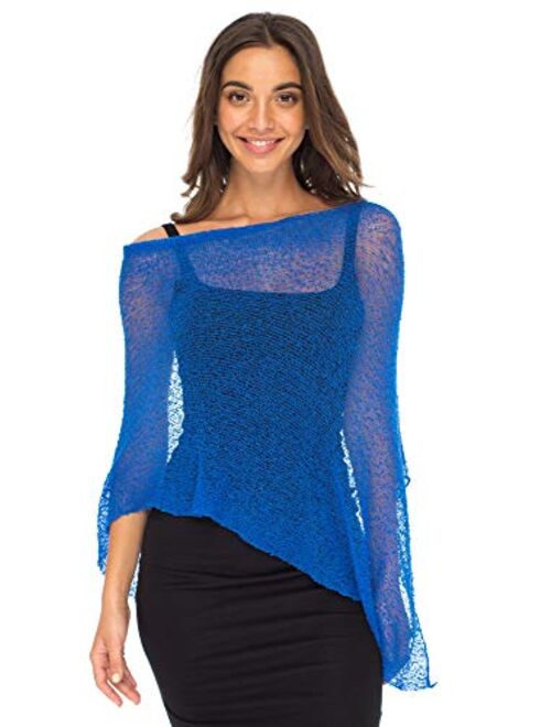 Back From Bali Womens Sheer Poncho Shrug Bolero, Lightweight Summer Shrug Pullover Sweater