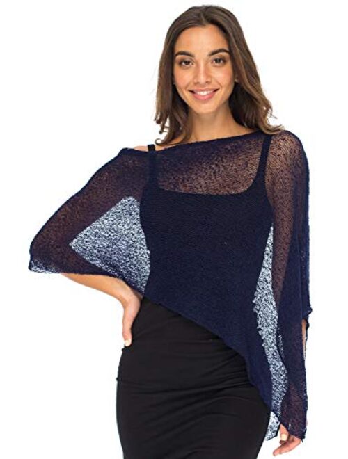 Back From Bali Womens Sheer Poncho Shrug Bolero, Lightweight Summer Shrug Pullover Sweater