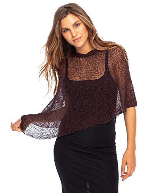 Back From Bali Womens Sheer Poncho Shrug Bolero, Lightweight Summer Shrug Pullover Sweater