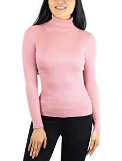 ToBeInStyle Womens High Button-Cuff Fold Over Turtleneck Knit Sweater