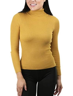 ToBeInStyle Womens High Button-Cuff Fold Over Turtleneck Knit Sweater