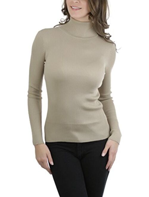 ToBeInStyle Womens High Button-Cuff Fold Over Turtleneck Knit Sweater