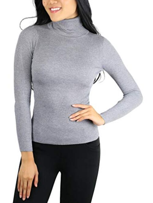 ToBeInStyle Womens High Button-Cuff Fold Over Turtleneck Knit Sweater