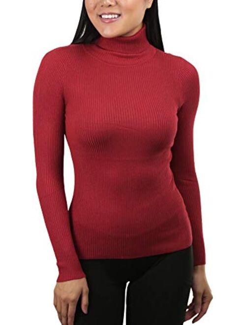 ToBeInStyle Womens High Button-Cuff Fold Over Turtleneck Knit Sweater