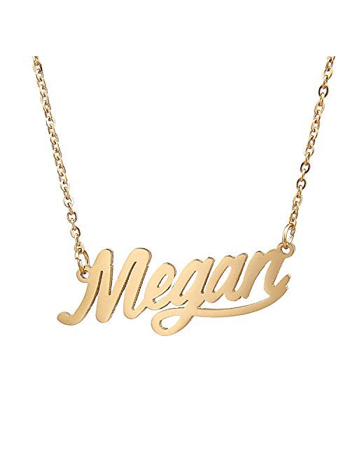 AOLO Personalized Custom Name Necklace Script Initial Nameplate Necklace Jewelry for Girls Womens