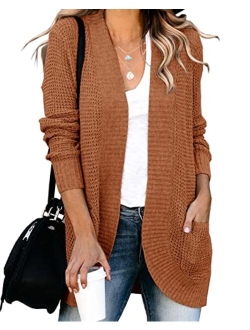 Saodimallsu Womens Loose Open Front Cardigan Long Sleeve Casual Lightweight Soft Knit Sweaters Coat with Pockets