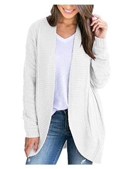 Saodimallsu Womens Loose Open Front Cardigan Long Sleeve Casual Lightweight Soft Knit Sweaters Coat with Pockets