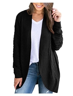 Saodimallsu Womens Loose Open Front Cardigan Long Sleeve Casual Lightweight Soft Knit Sweaters Coat with Pockets