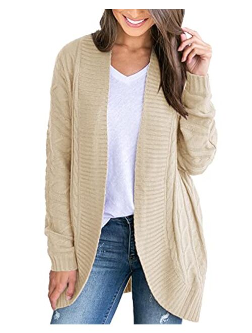 Saodimallsu Womens Loose Open Front Cardigan Long Sleeve Casual Lightweight Soft Knit Sweaters Coat with Pockets