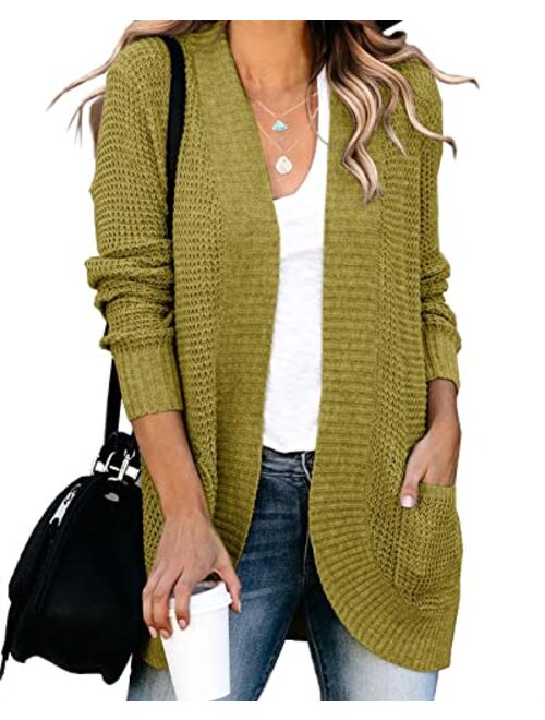 Saodimallsu Womens Loose Open Front Cardigan Long Sleeve Casual Lightweight Soft Knit Sweaters Coat with Pockets