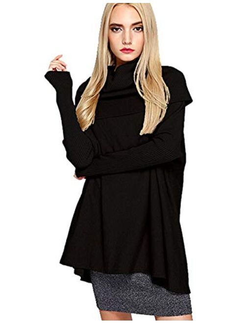 BOBIBI Women Oversized Cowl Neck Sweaters Long Sleeve Loose Fit Knitted Pullover