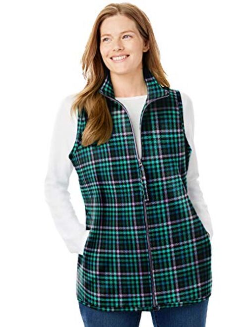 Woman Within Women's Plus Size Zip-Front Microfleece Vest