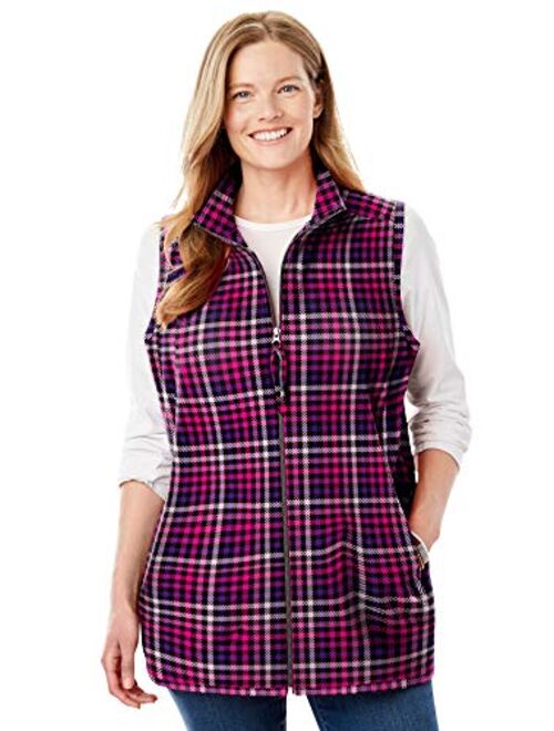 Woman Within Women's Plus Size Zip-Front Microfleece Vest