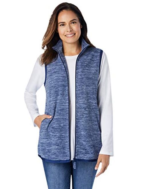 Woman Within Women's Plus Size Zip-Front Microfleece Vest