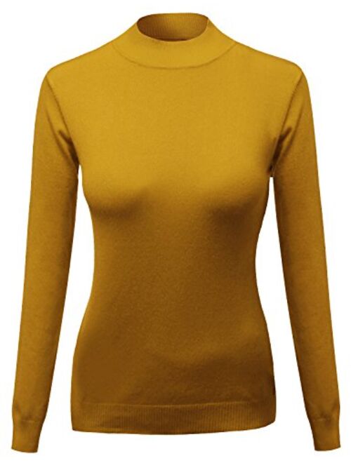 Women's Casual Solid Long Sleeve Button Detail Turtleneck Sweater