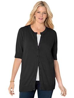 Women's Plus Size Perfect Elbow-Length Sleeve Cardigan Sweater