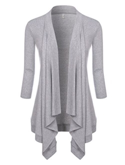 NEARKIN Womens Lightweight Long Sleeve Open Front Drape Tunic Cardigans