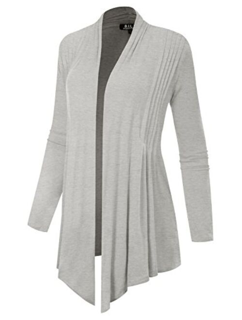 BH B.I.L.Y USA Women's Light Sweater Fabric Asymmetric Hem Open Front Long Cardigan