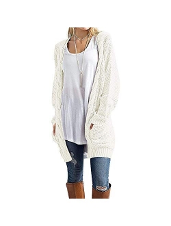 Sherosa Women's Oversized Sweaters Cable Knit Open Front Chunky Cardigans Sweaters Boho Boyfriend Sweaters Jackets