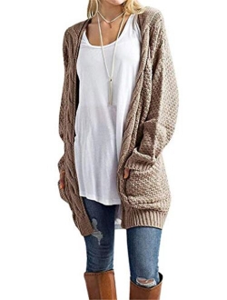 Sherosa Women's Oversized Sweaters Cable Knit Open Front Chunky Cardigans Sweaters Boho Boyfriend Sweaters Jackets