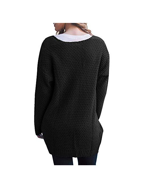 Sherosa Women's Oversized Sweaters Cable Knit Open Front Chunky Cardigans Sweaters Boho Boyfriend Sweaters Jackets