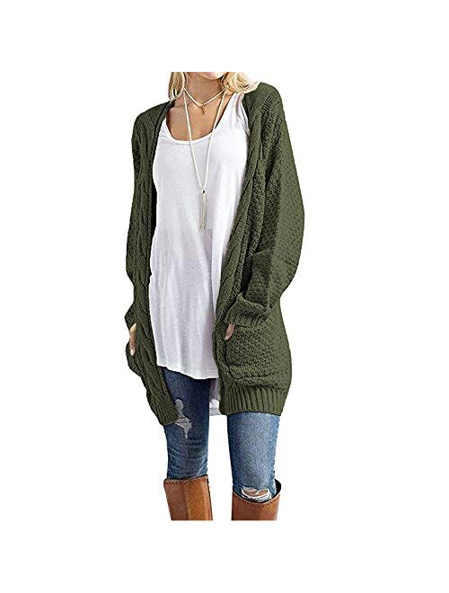 Sherosa Women's Oversized Sweaters Cable Knit Open Front Chunky Cardigans Sweaters Boho Boyfriend Sweaters Jackets