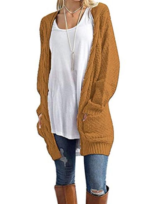 Sherosa Women's Oversized Sweaters Cable Knit Open Front Chunky Cardigans Sweaters Boho Boyfriend Sweaters Jackets