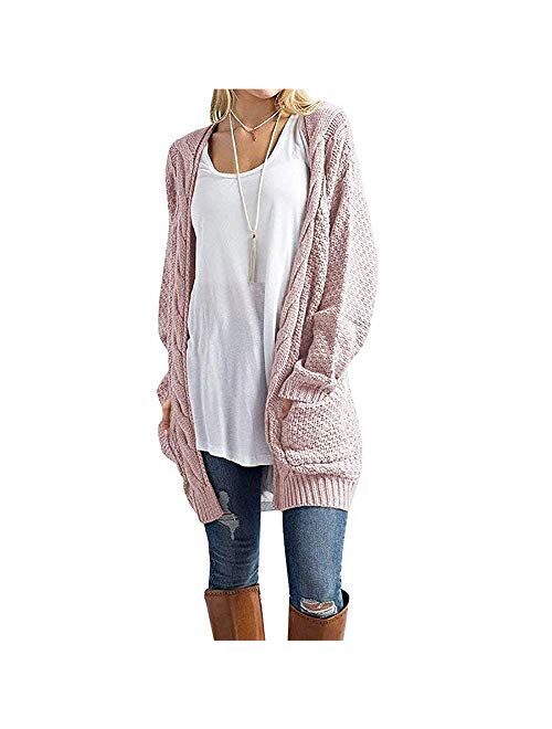 Sherosa Women's Oversized Sweaters Cable Knit Open Front Chunky Cardigans Sweaters Boho Boyfriend Sweaters Jackets