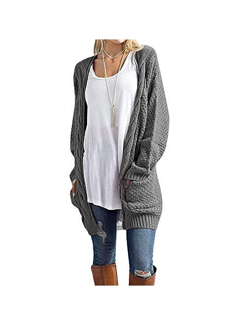 Sherosa Women's Oversized Sweaters Cable Knit Open Front Chunky Cardigans Sweaters Boho Boyfriend Sweaters Jackets