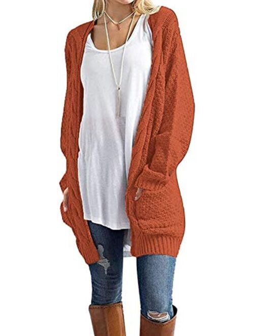 Sherosa Women's Oversized Sweaters Cable Knit Open Front Chunky Cardigans Sweaters Boho Boyfriend Sweaters Jackets