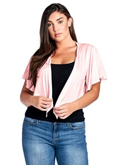 Modern Kiwi Women's Plus Size Cascading Short Sleeve Bolero Cardigan (1X-4X)