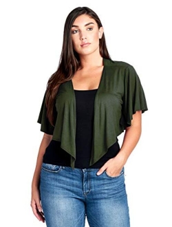 Modern Kiwi Women's Plus Size Cascading Short Sleeve Bolero Cardigan (1X-4X)