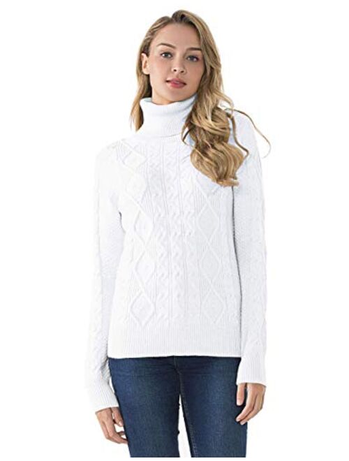 PrettyGuide Women's Turtleneck Sweater Long Sleeve Cable Knit Sweater Pullover Tops