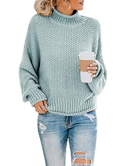 SVALIY Womens Oversized Turtlenecks Sweaters Batwing Long Sleeve Chunky Pullover Knit Jumper