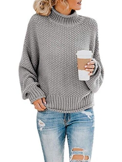 SVALIY Womens Oversized Turtlenecks Sweaters Batwing Long Sleeve Chunky Pullover Knit Jumper