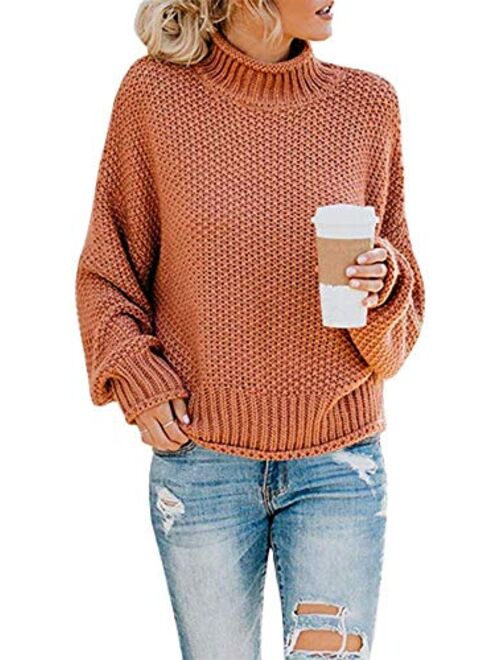 SVALIY Womens Oversized Turtlenecks Sweaters Batwing Long Sleeve Chunky Pullover Knit Jumper