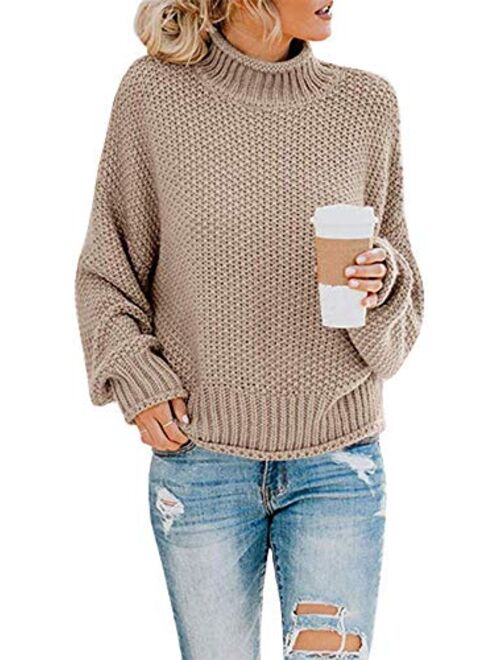 SVALIY Womens Oversized Turtlenecks Sweaters Batwing Long Sleeve Chunky Pullover Knit Jumper