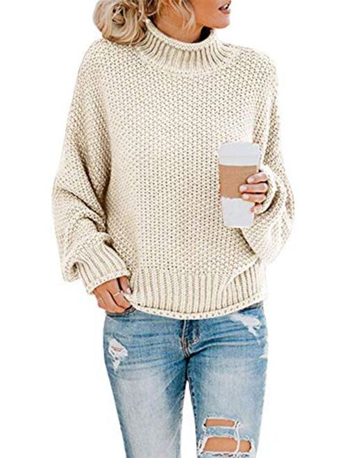 SVALIY Womens Oversized Turtlenecks Sweaters Batwing Long Sleeve Chunky Pullover Knit Jumper