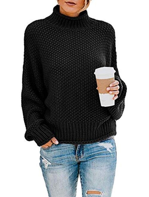 SVALIY Womens Oversized Turtlenecks Sweaters Batwing Long Sleeve Chunky Pullover Knit Jumper