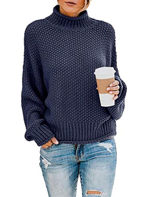 SVALIY Womens Oversized Turtlenecks Sweaters Batwing Long Sleeve Chunky Pullover Knit Jumper