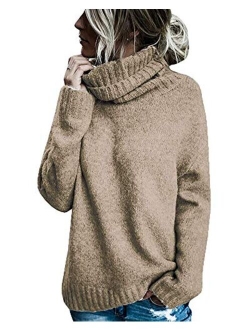 Beautife Womens Sweaters Casual Turtleneck Long Sleeve Soft Knitted Sweater Pullover