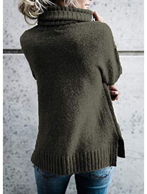 Beautife Womens Sweaters Casual Turtleneck Long Sleeve Soft Knitted Sweater Pullover