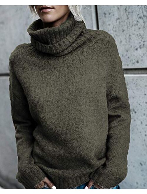 Beautife Womens Sweaters Casual Turtleneck Long Sleeve Soft Knitted Sweater Pullover