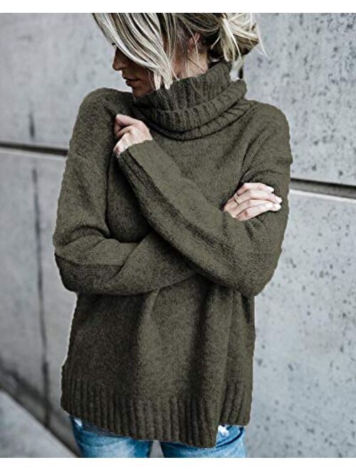 Beautife Womens Sweaters Casual Turtleneck Long Sleeve Soft Knitted Sweater Pullover