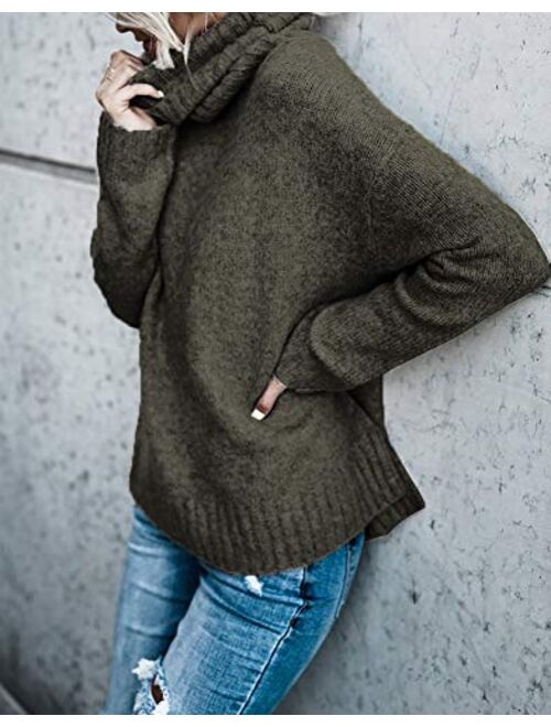 Beautife Womens Sweaters Casual Turtleneck Long Sleeve Soft Knitted Sweater Pullover