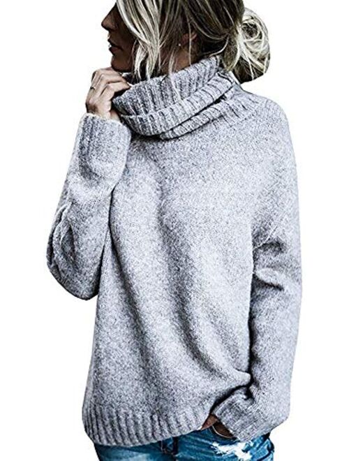 Beautife Womens Sweaters Casual Turtleneck Long Sleeve Soft Knitted Sweater Pullover