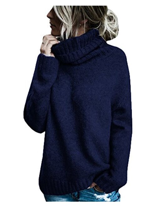 Beautife Womens Sweaters Casual Turtleneck Long Sleeve Soft Knitted Sweater Pullover